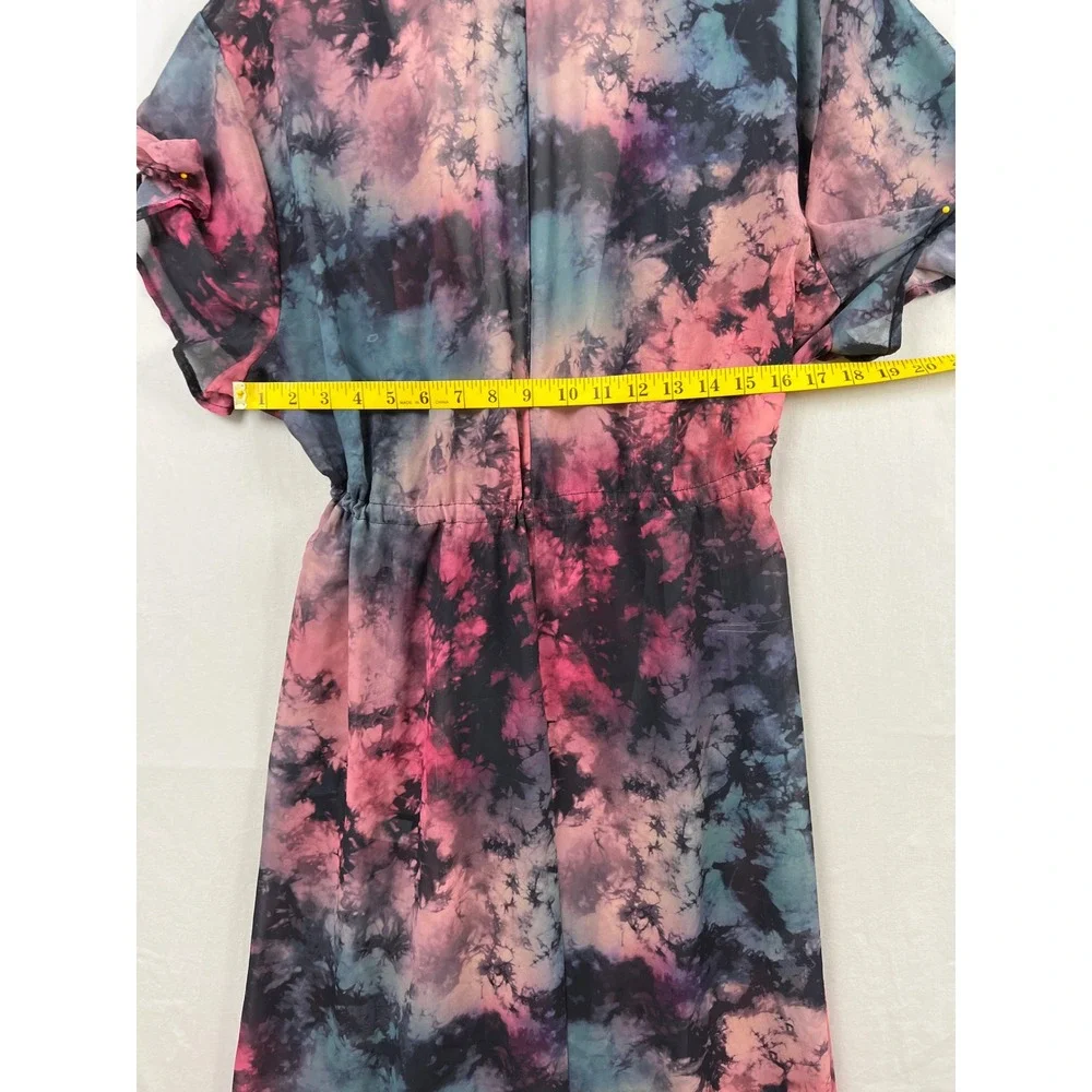 Torrid 2 Maxi Kimono Duster Womens 2X Multicolor Tie Dye Chiffon Drawstring